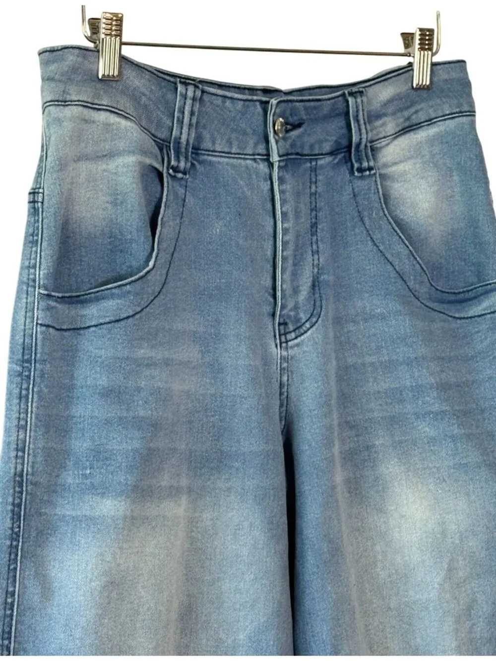 7th & Hudson Wide Leg Jeans Size 9 High Rise Blue Stretch Denim Wide Leg - Picture 4 of 10
